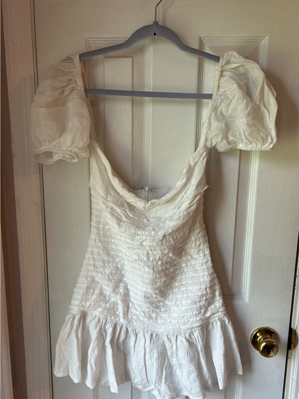 Hello Molly White Puff Sleeve Mini Dress